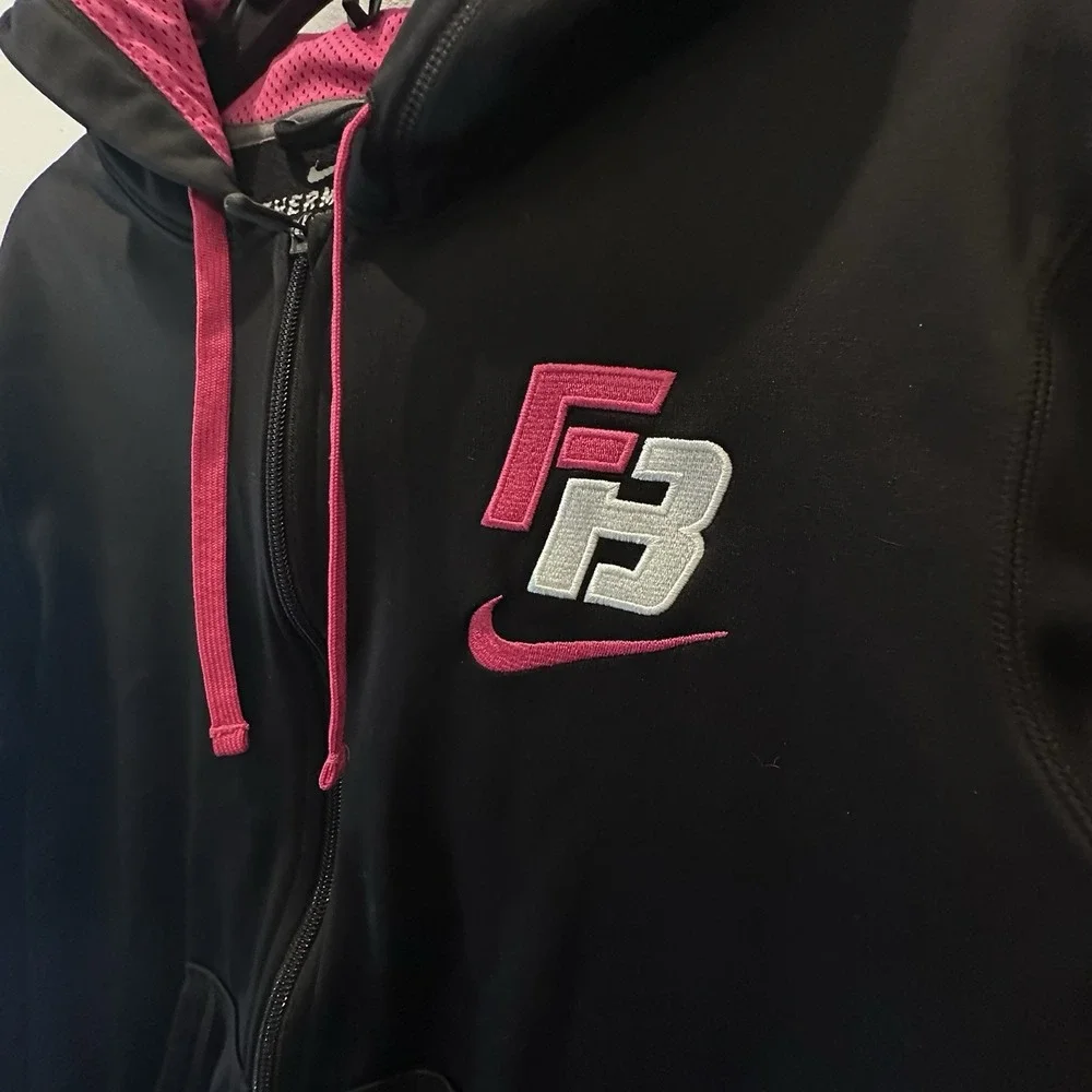 Nike Hoodie Embroidered Womens‎ Sm Black Dri-Fit Swoosh Full Zip Sweatshirt